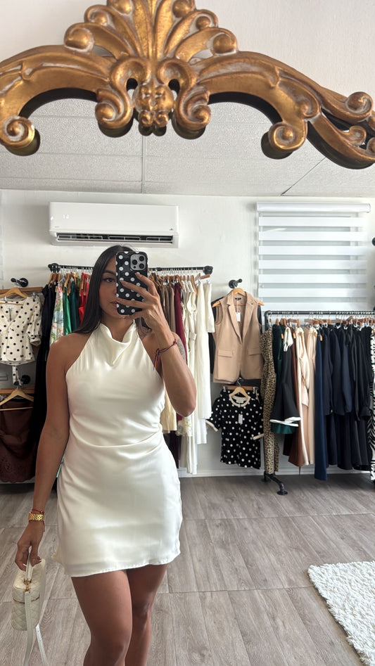 Satin Mini dress in ivory