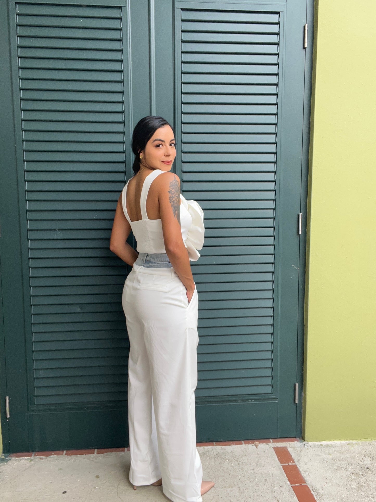 Contrast Trouser in white