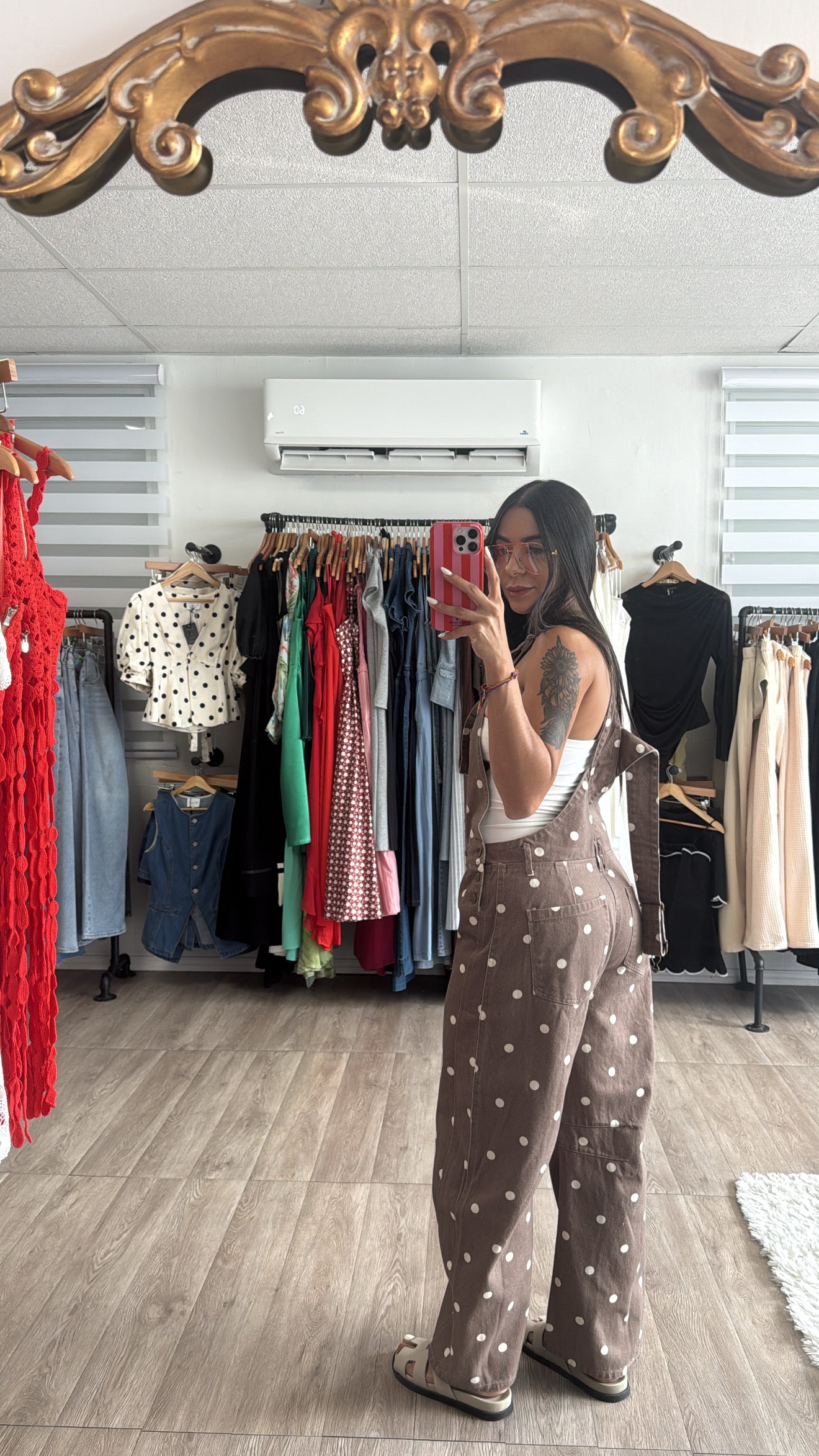 Dot Brown Barrel Jumpsuit