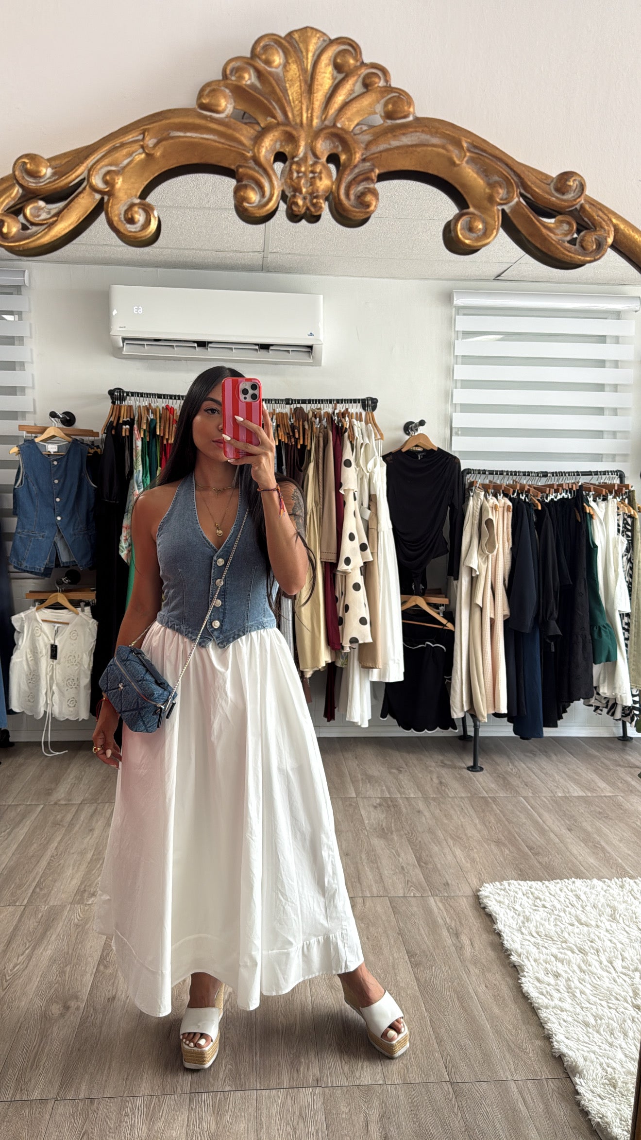 Denim contrast dress