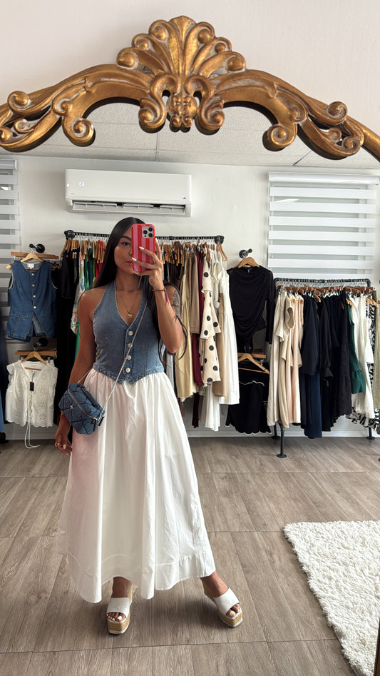 Denim contrast dress