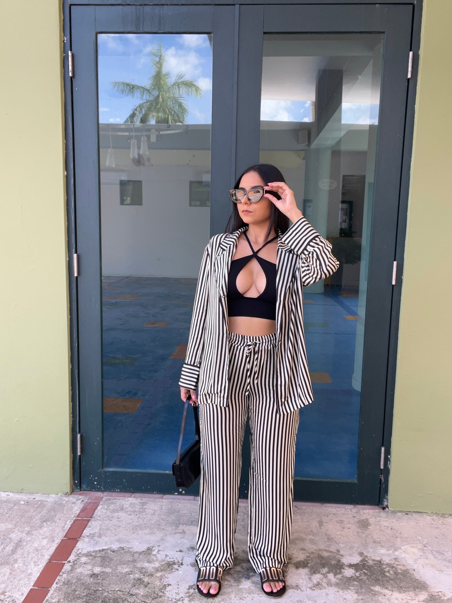 Stripe Long Pant set