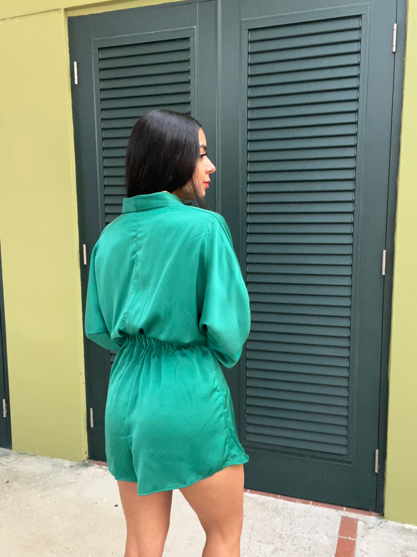 Satin Romper Green