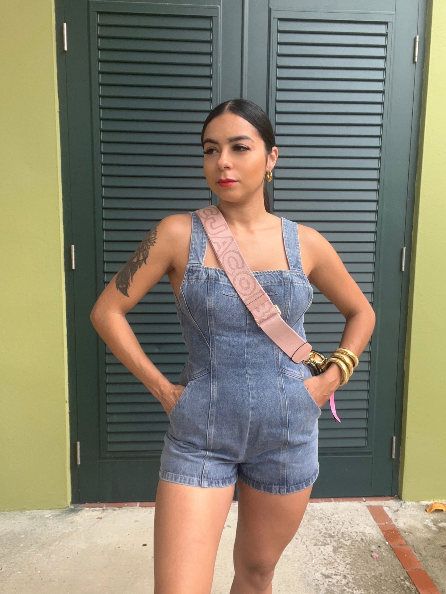 Denim Open back romper