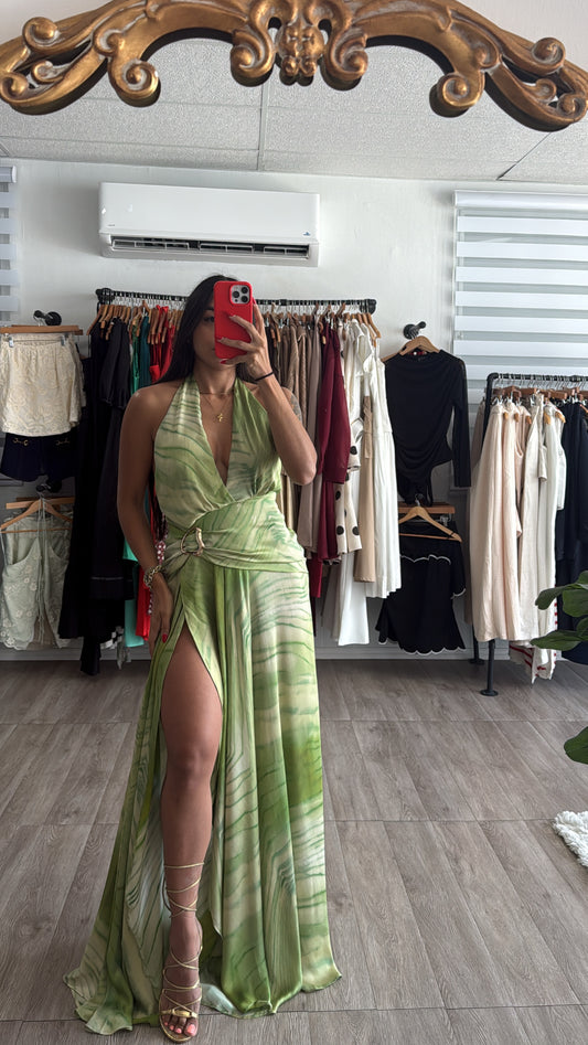 Green Satin dress