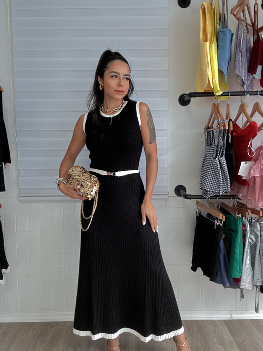 Black and white Maxi With Belt