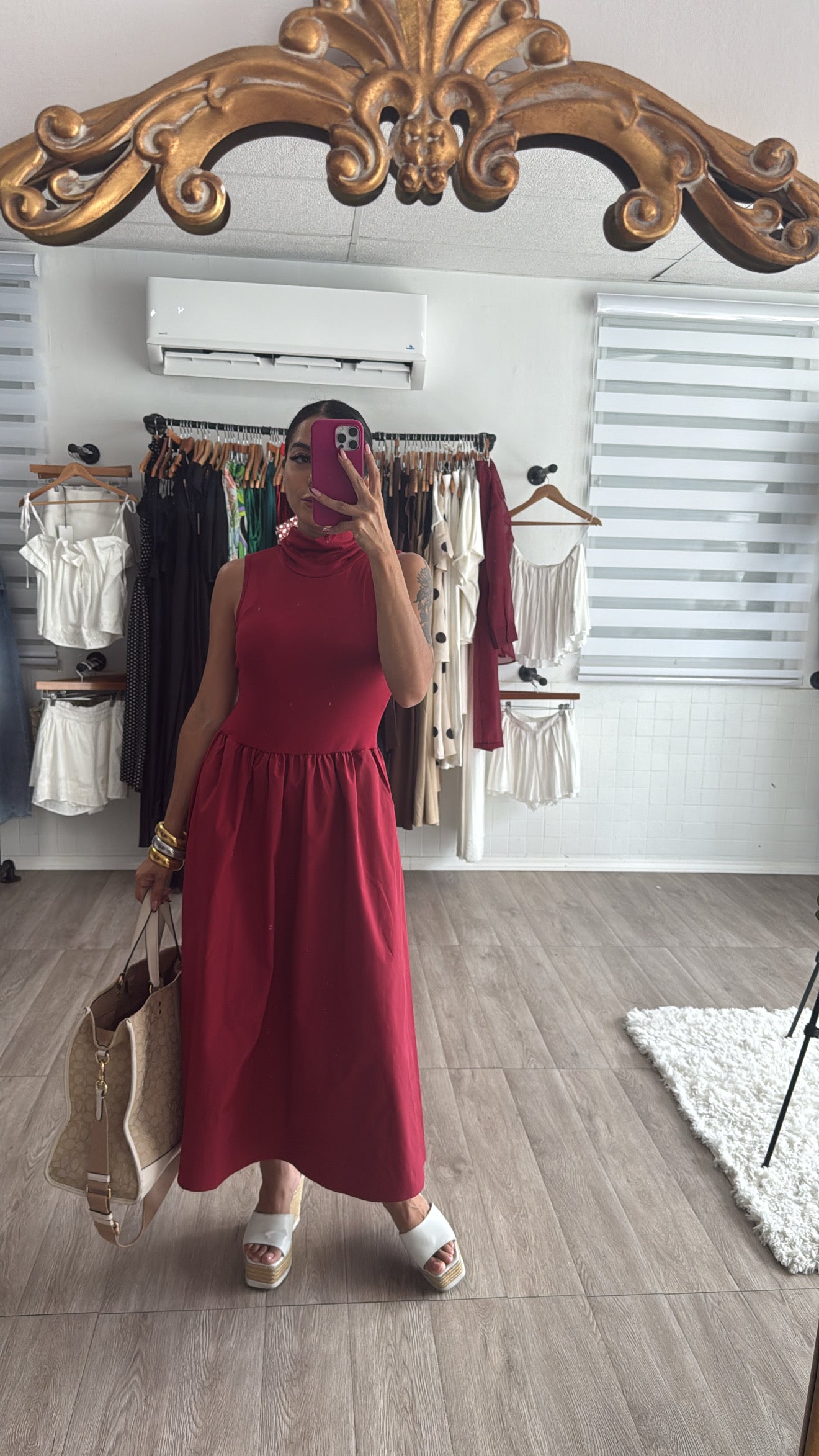 Burgundy Halter Dress