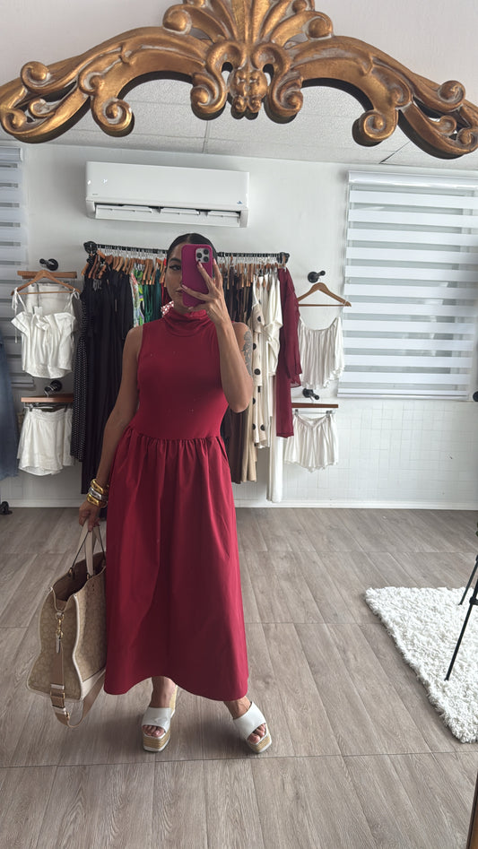 Burgundy Halter Dress