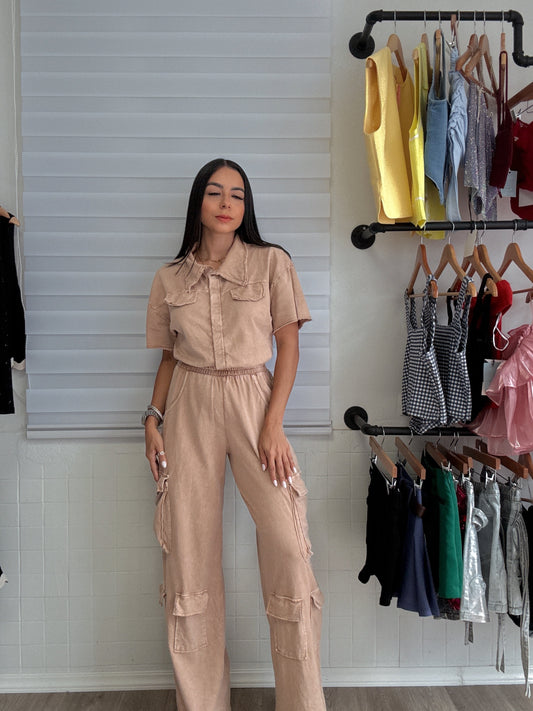 Cargo Wash Jumpsuit