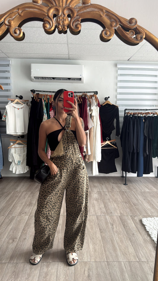 Leopard Barrel Jumpsuit