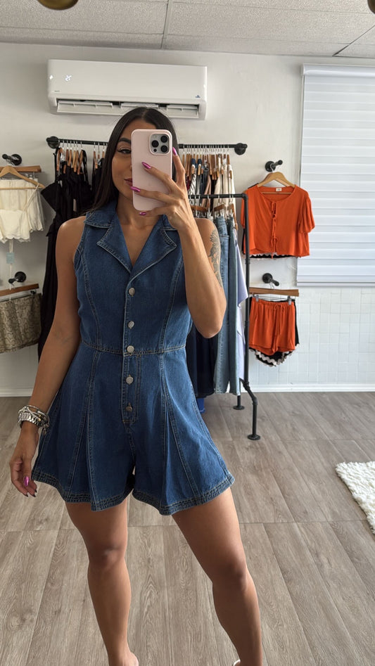 Denim Wide Romper