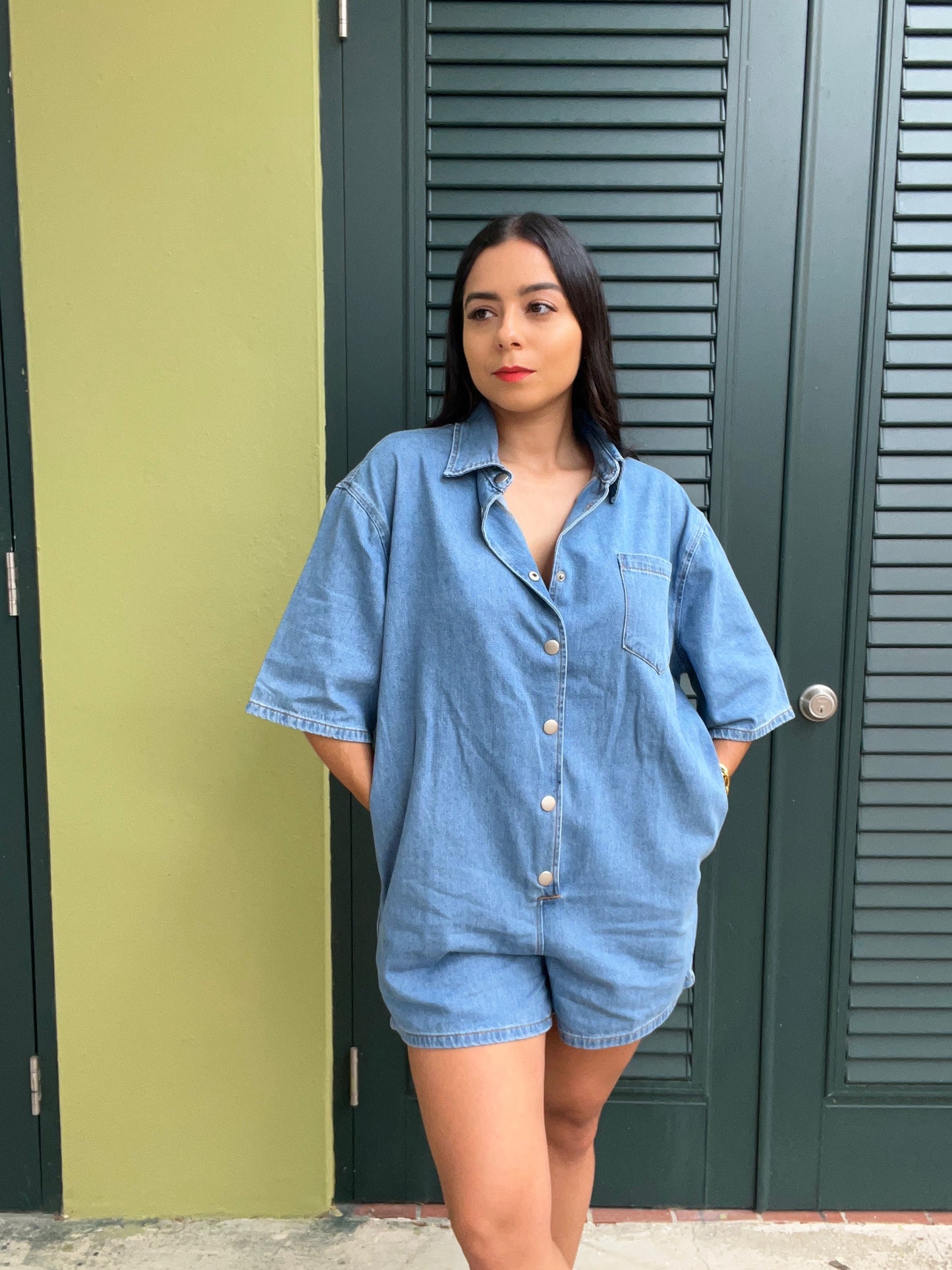 Denim Button romper