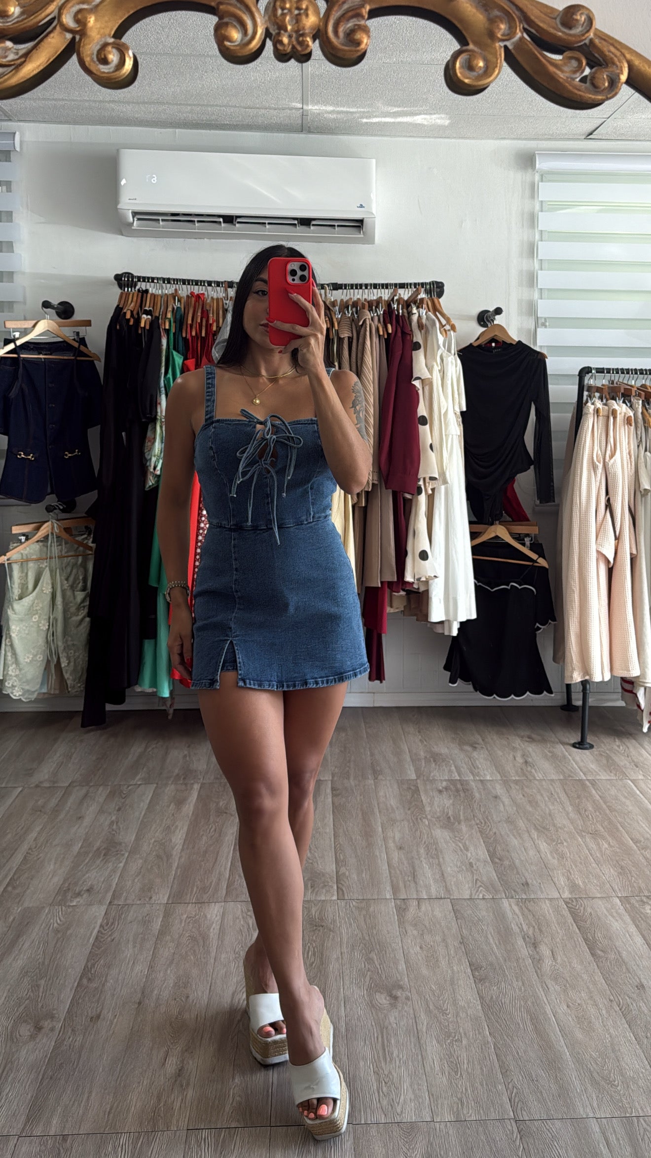 Denim skort romper