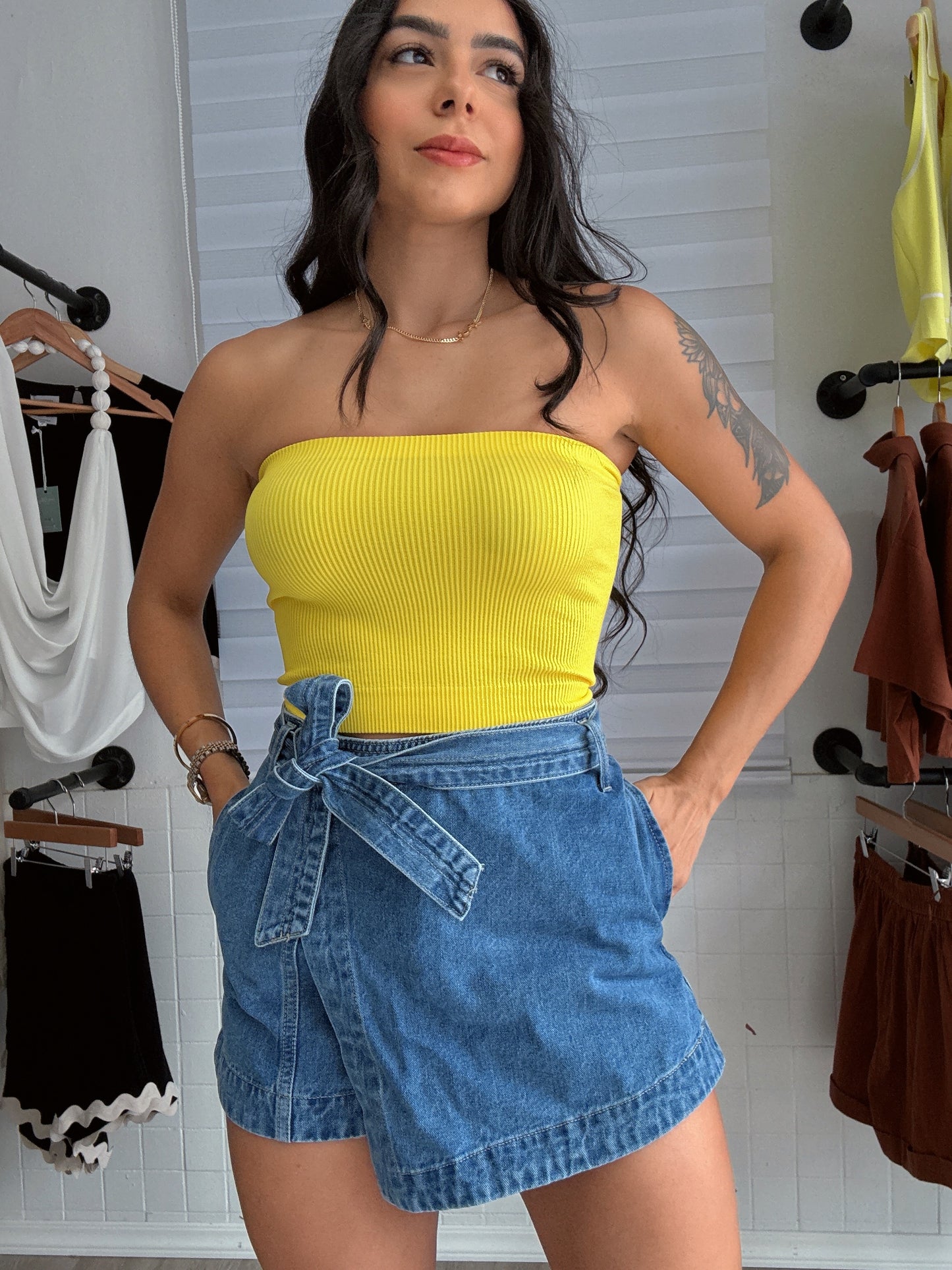 Yellow crop top
