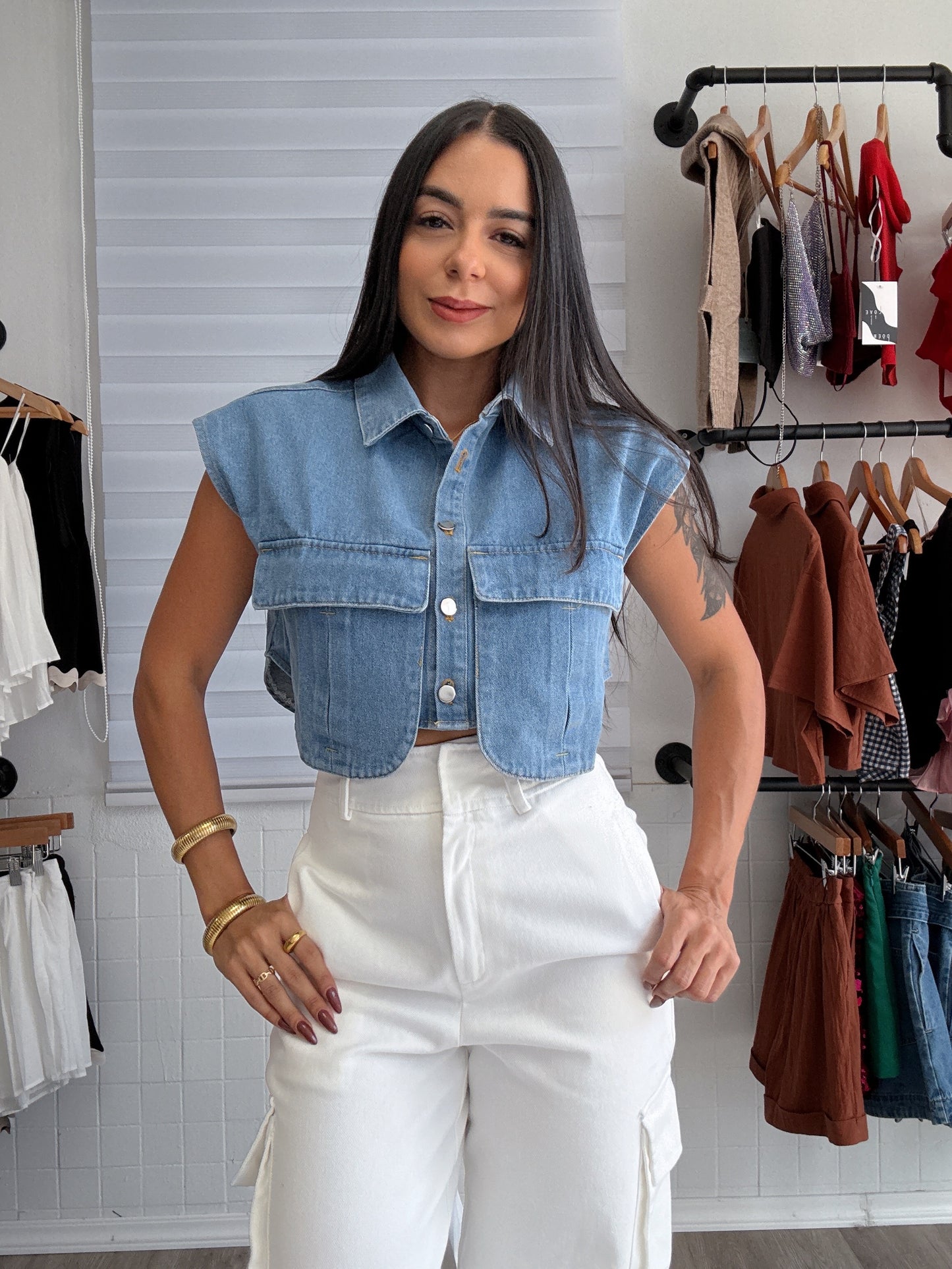 Denim crop