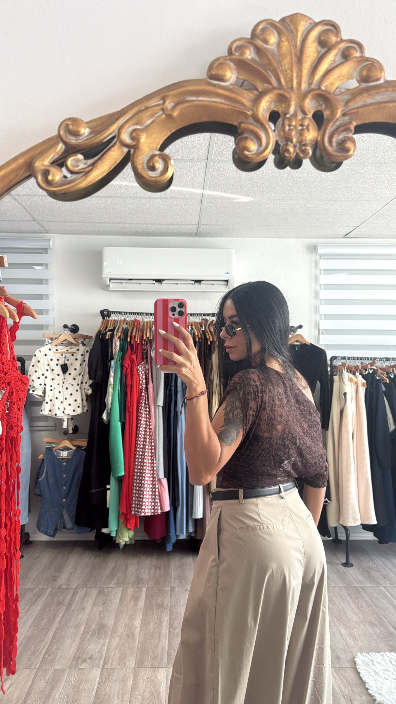 Lace Blouse in Brown