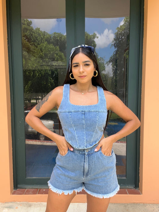 Denim Short Set