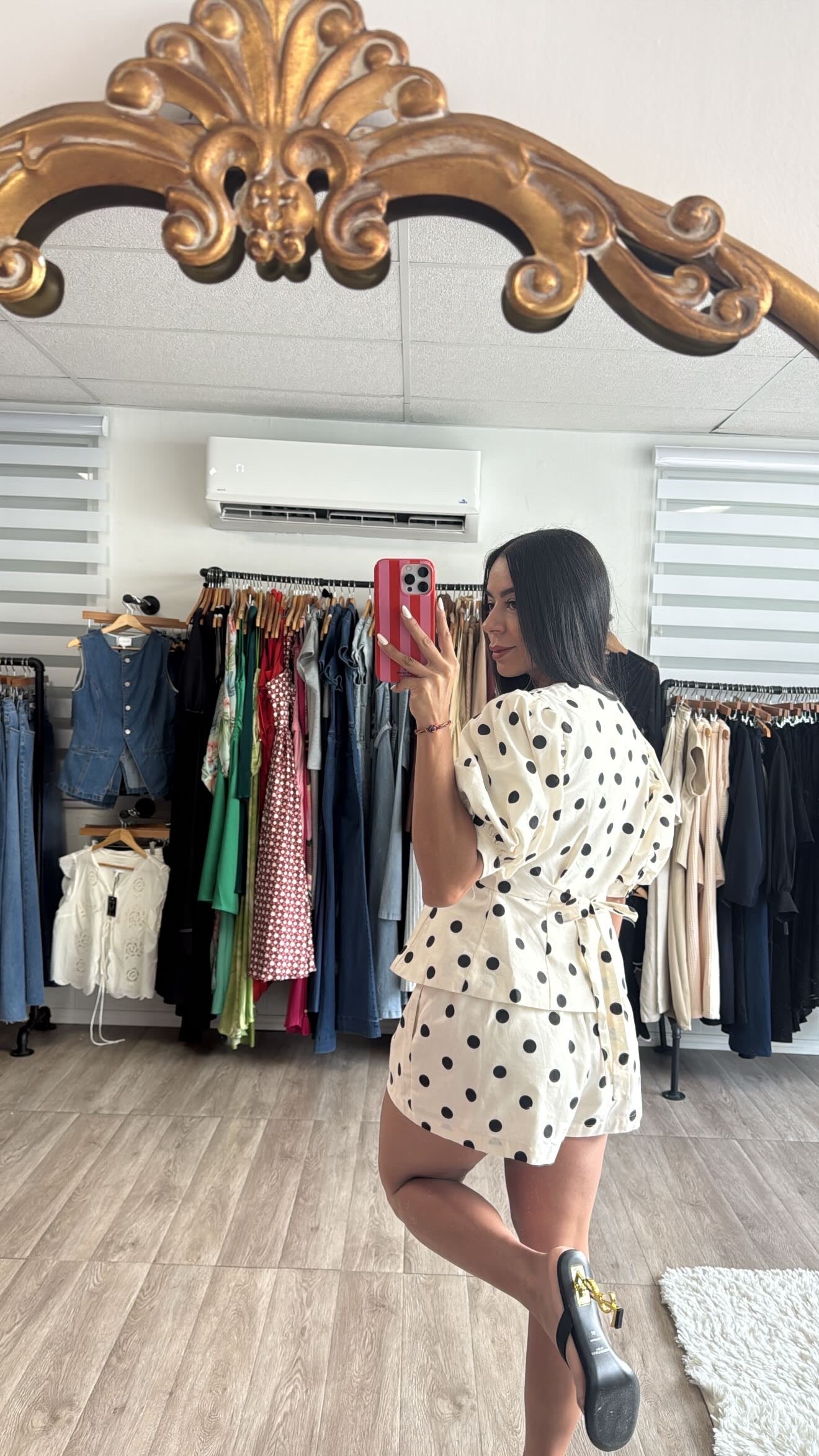 Polka dot short set in cream