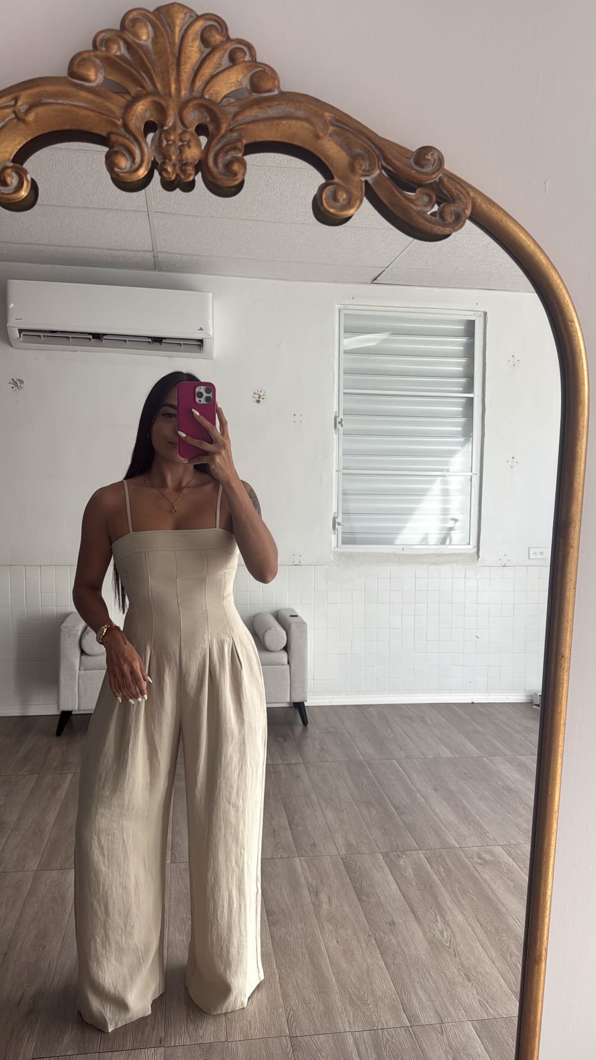Cream Wide leg Jumpsuit