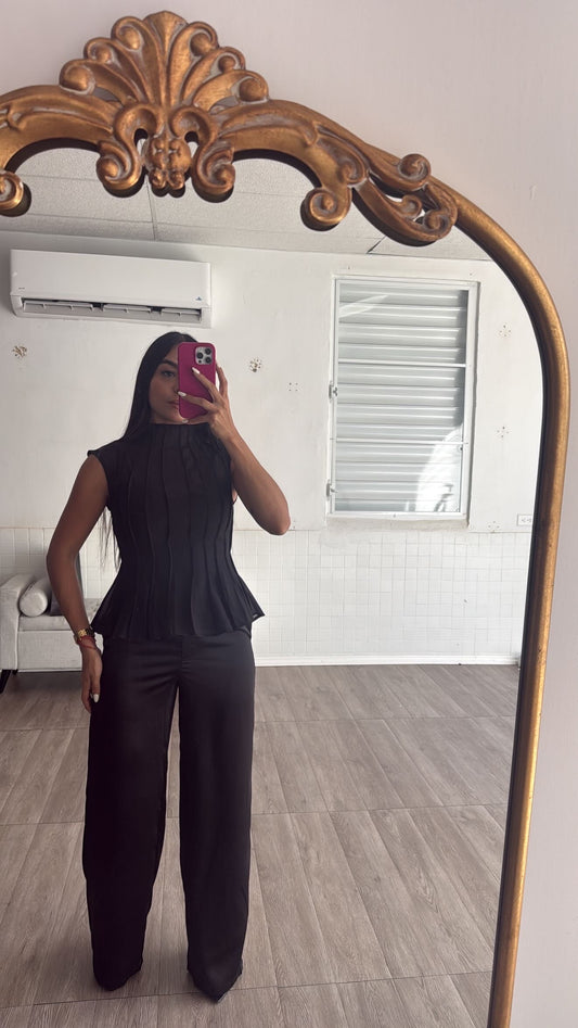 Black Peplum Set