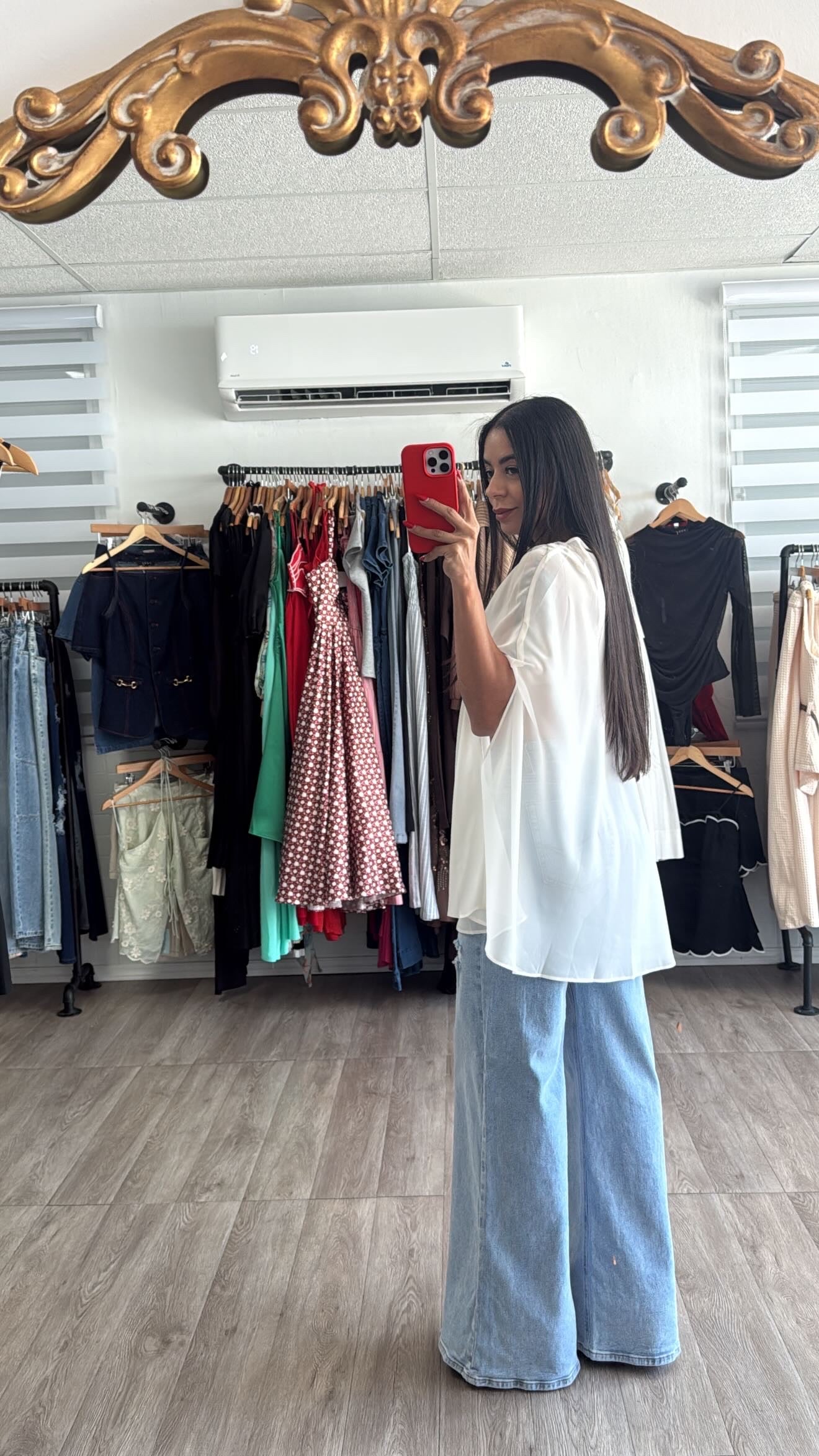 Mesh long white Blouse