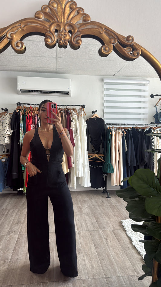 Black Denim Jumpsuit