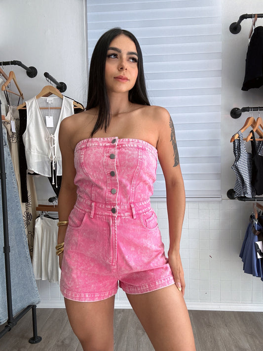 Denim Wash Pink romper