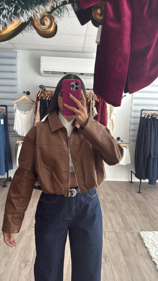 Leather choco Jacket
