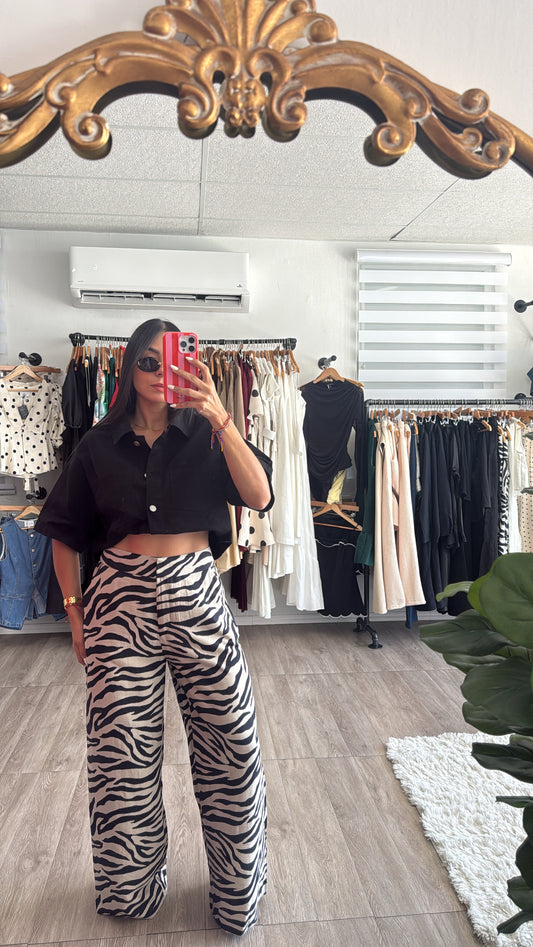 Zebra Linen Trousers