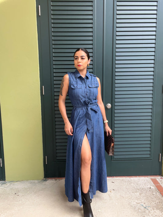Denim Button Dress