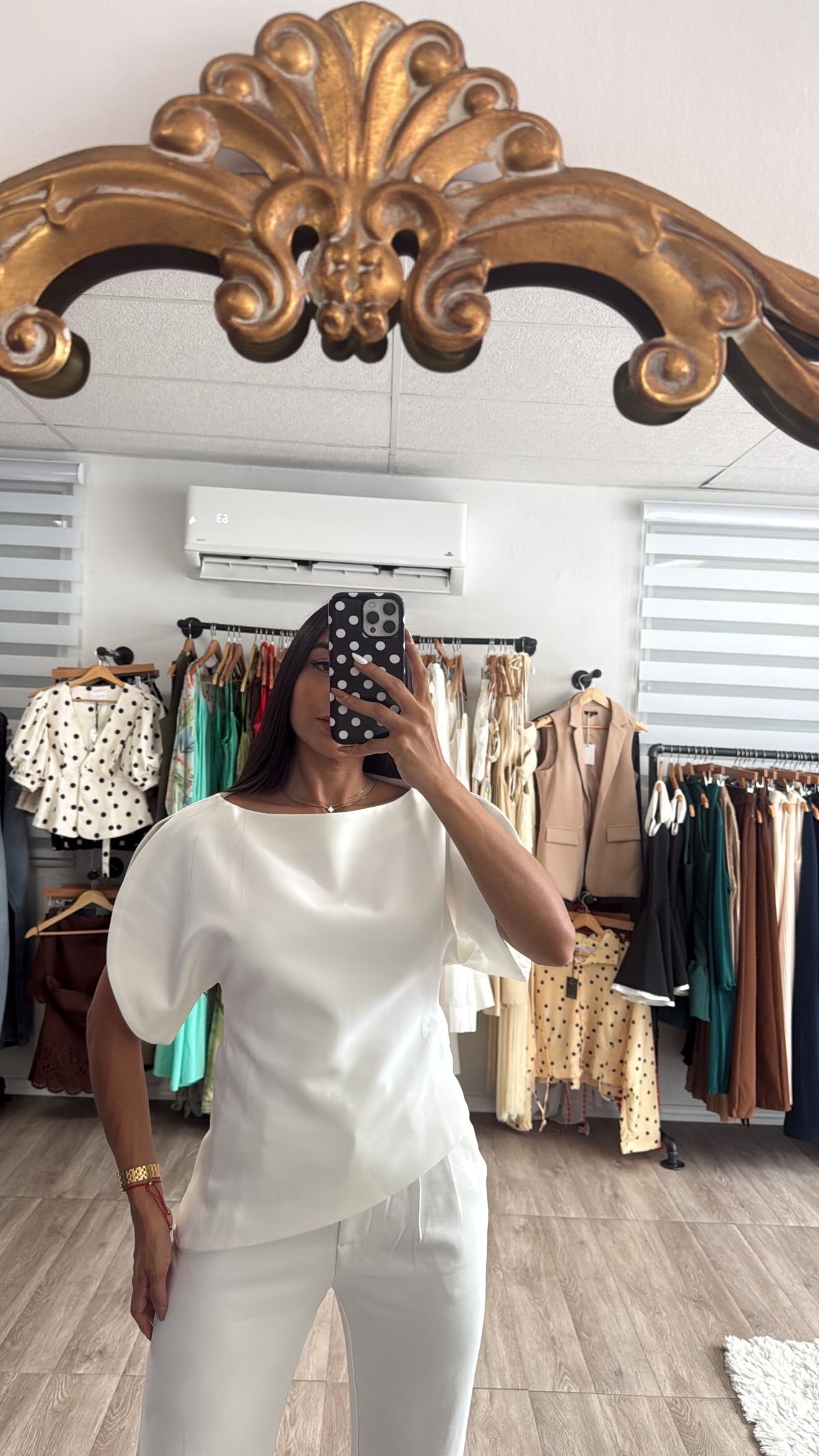 Boat Neck Blouse in white
