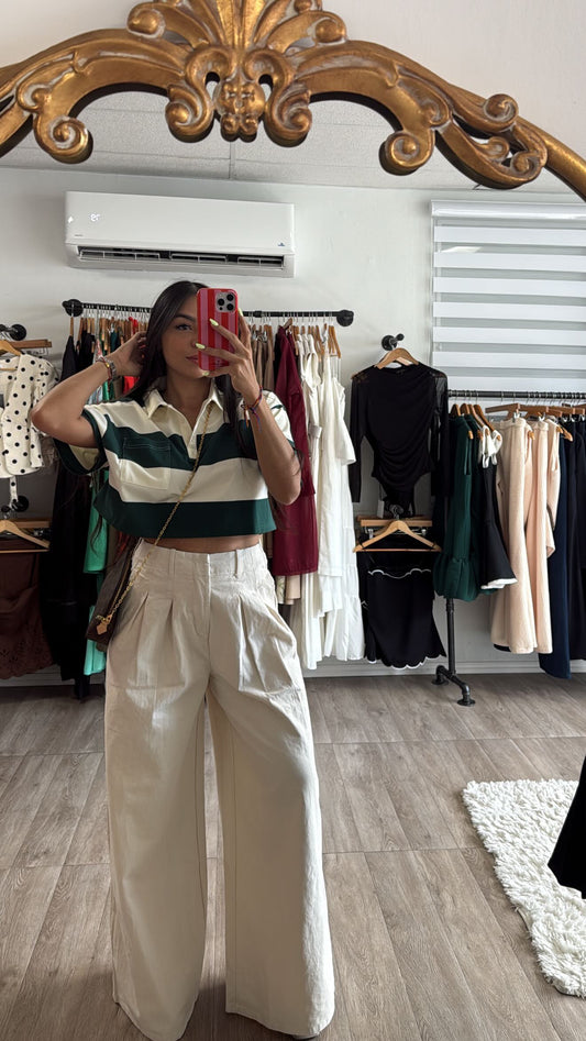 Pintuck ivory Pants