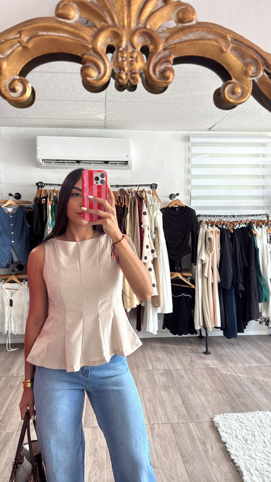 Peplum Linen Blouse