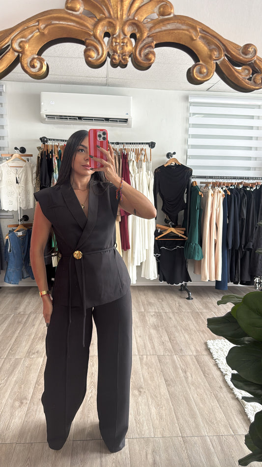 Vest black Trouser set
