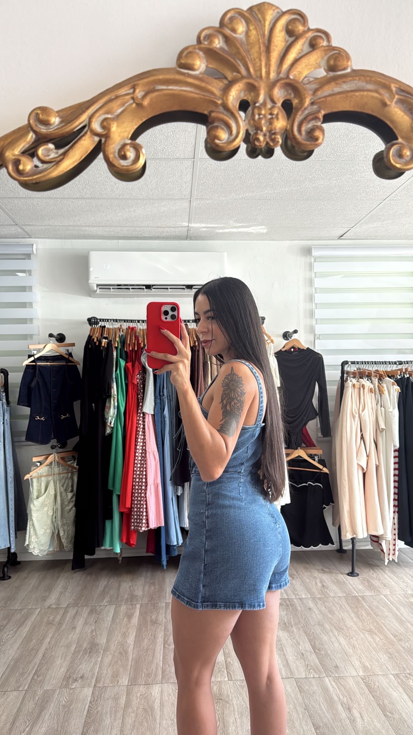Denim skort romper