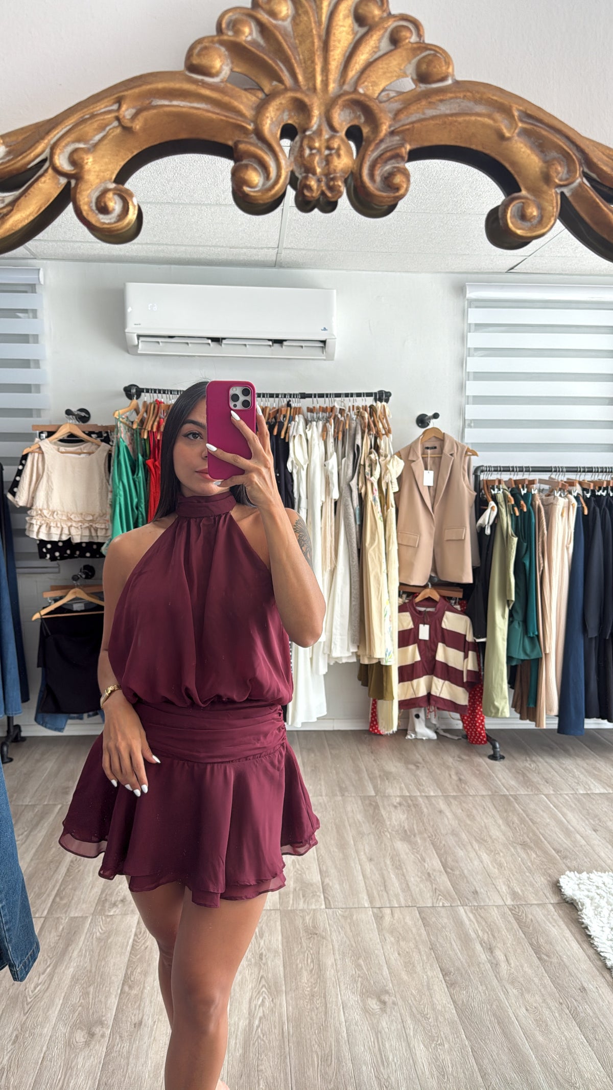 Burgundy Short Dress