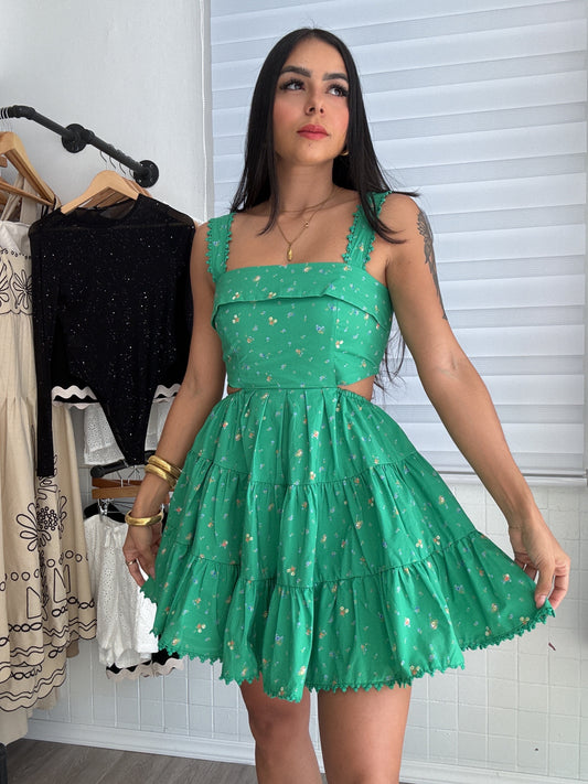 Flower green dress