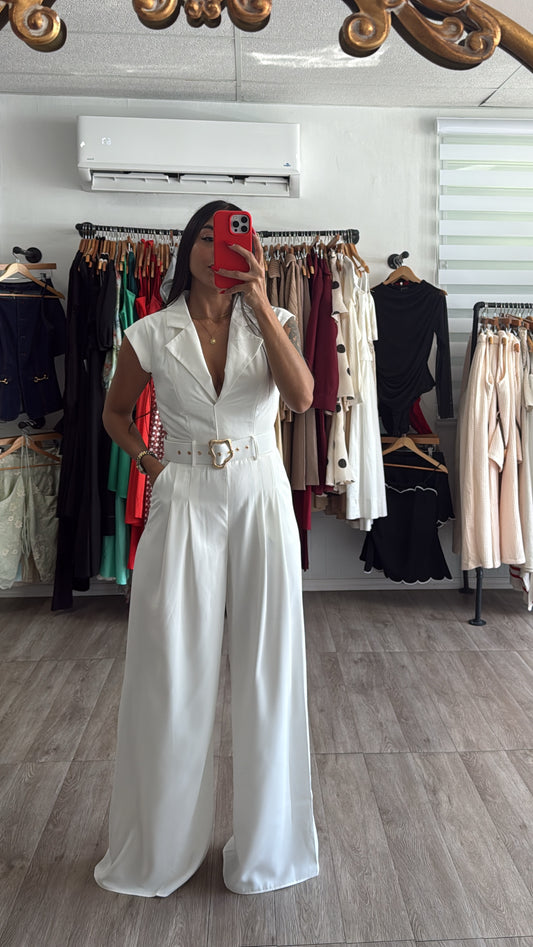 White Belt Jumpsuit