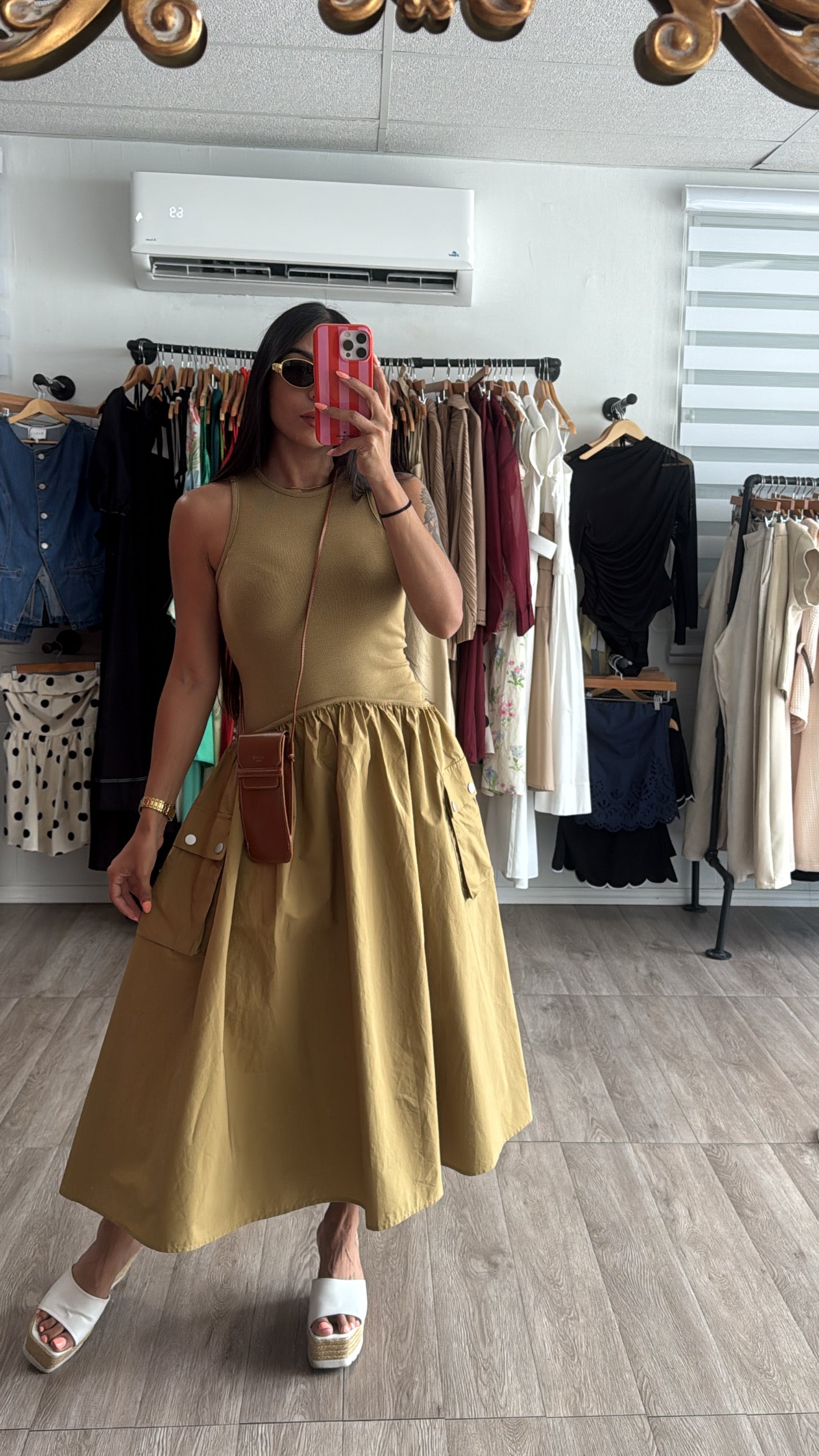 Olive midi dress