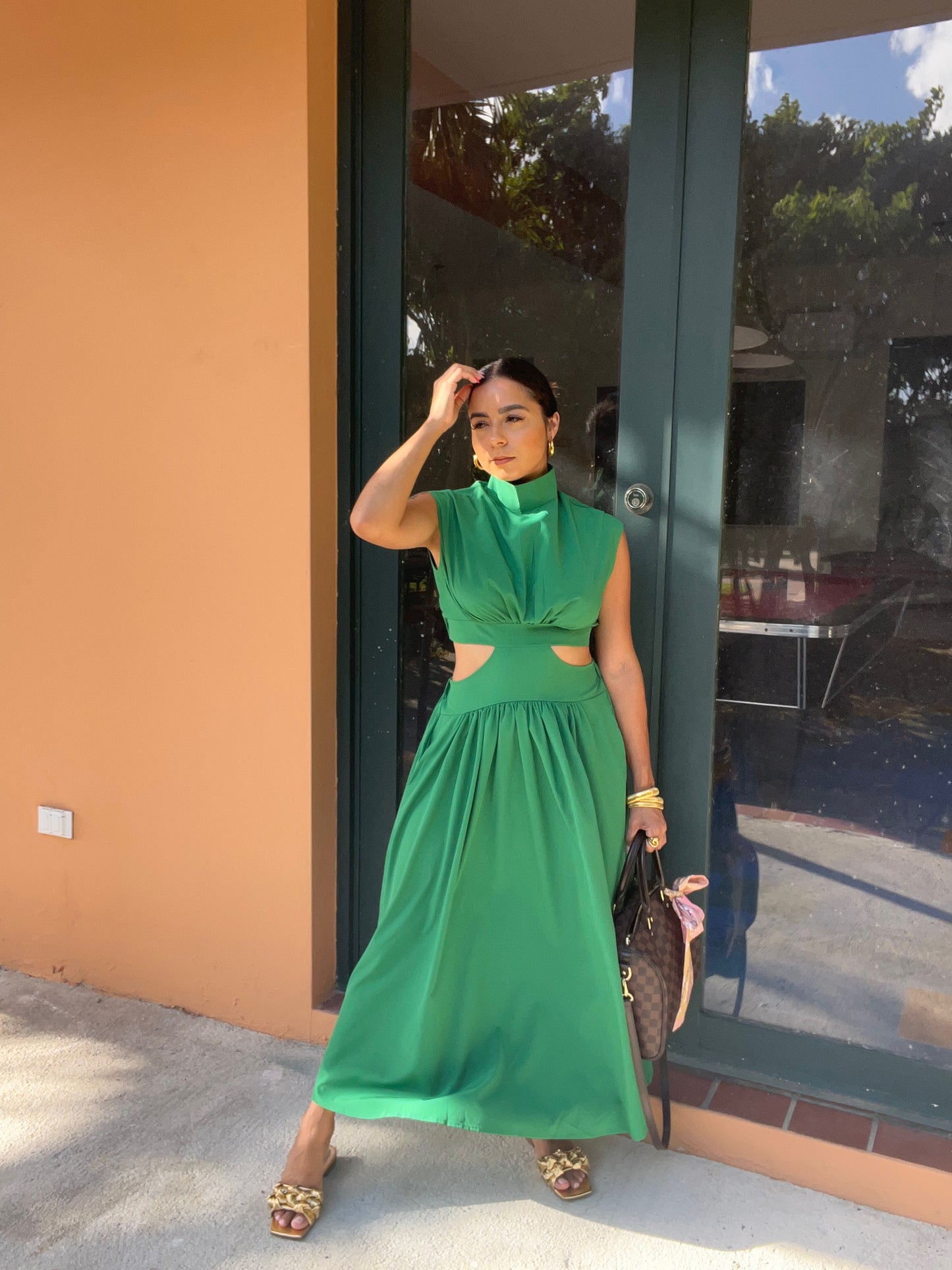 Cut Out Green Midi