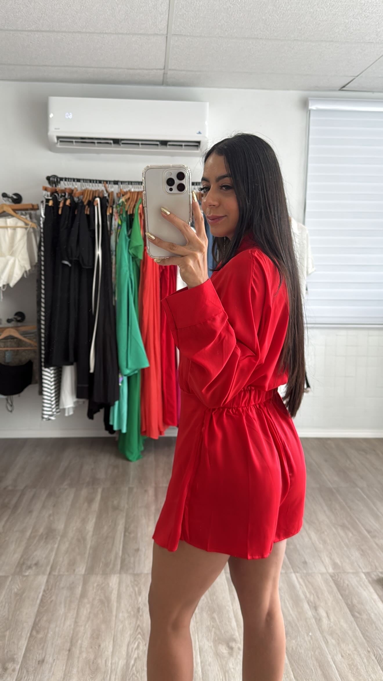 Red Satin Romper