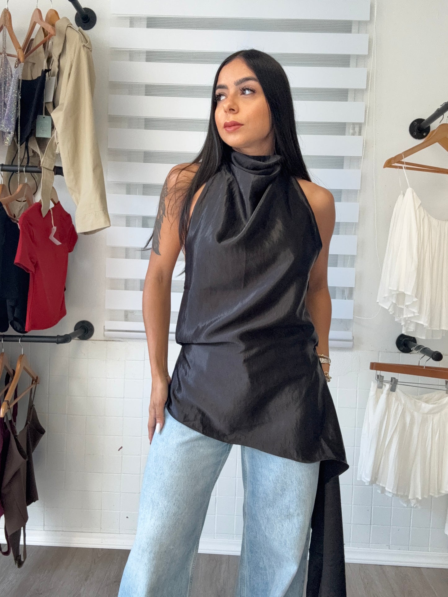 Black Satin Top