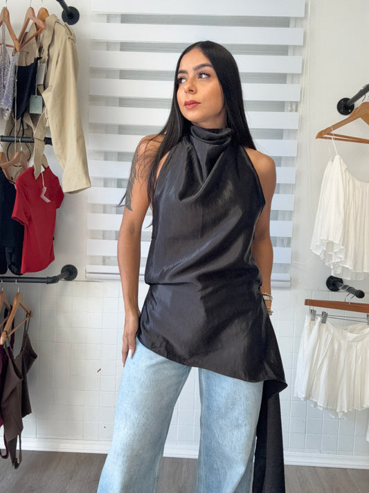 Black Satin Top