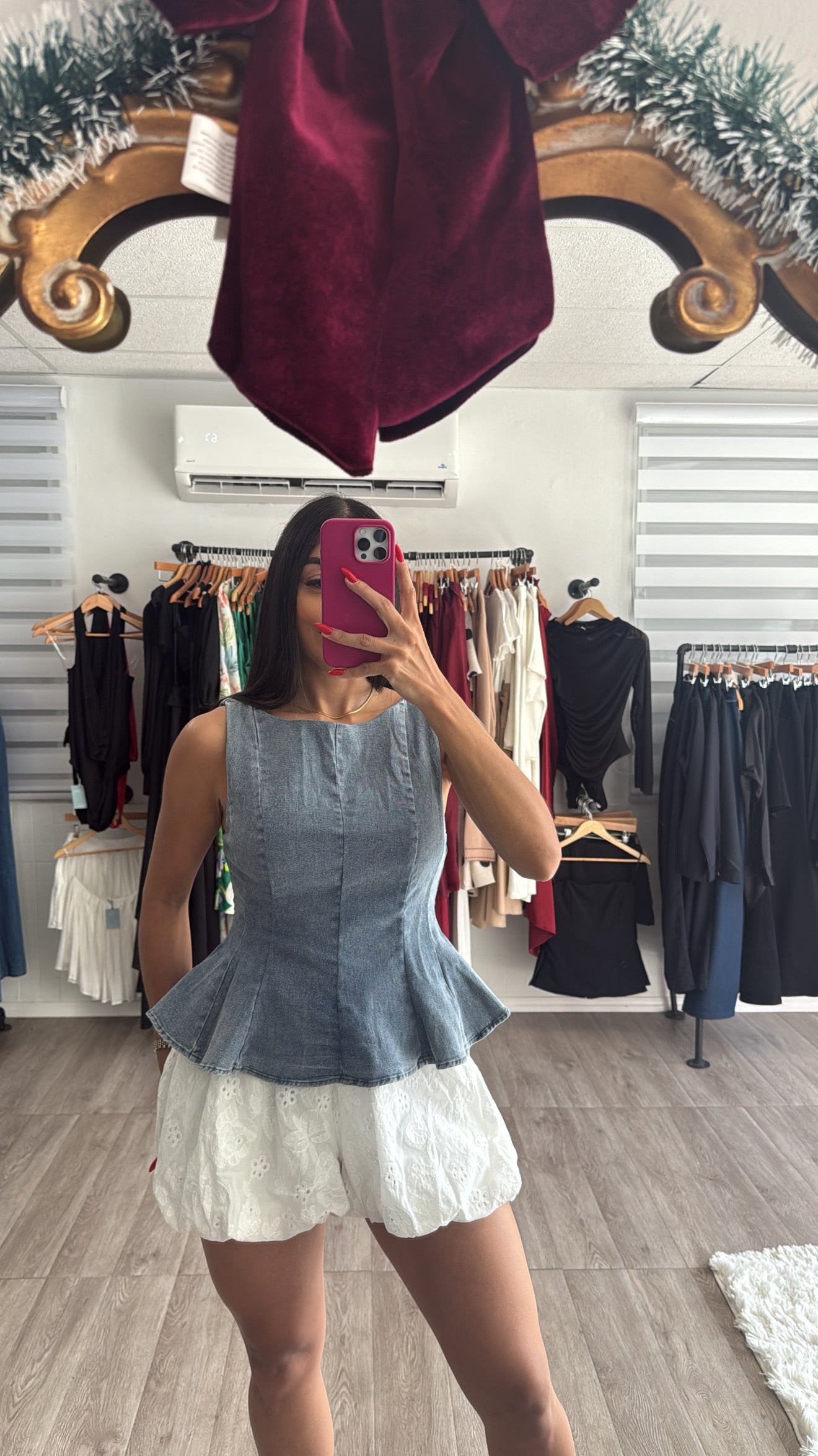 Denim Peplum Top