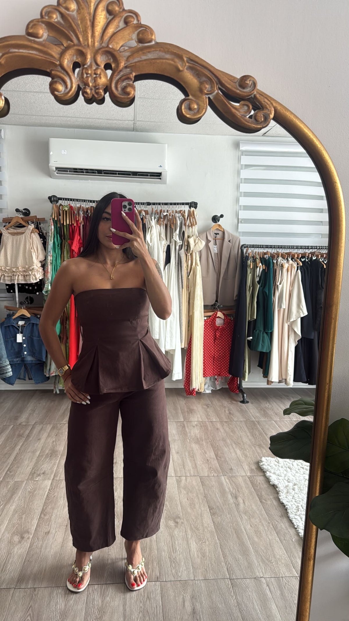 Brown Peplum Barrel set