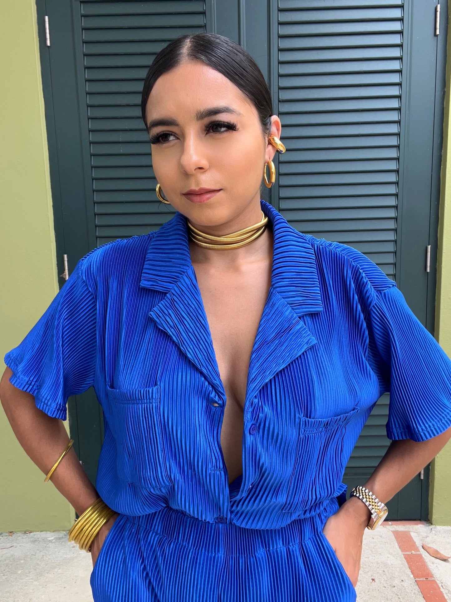 Plissed Royal Blue Set