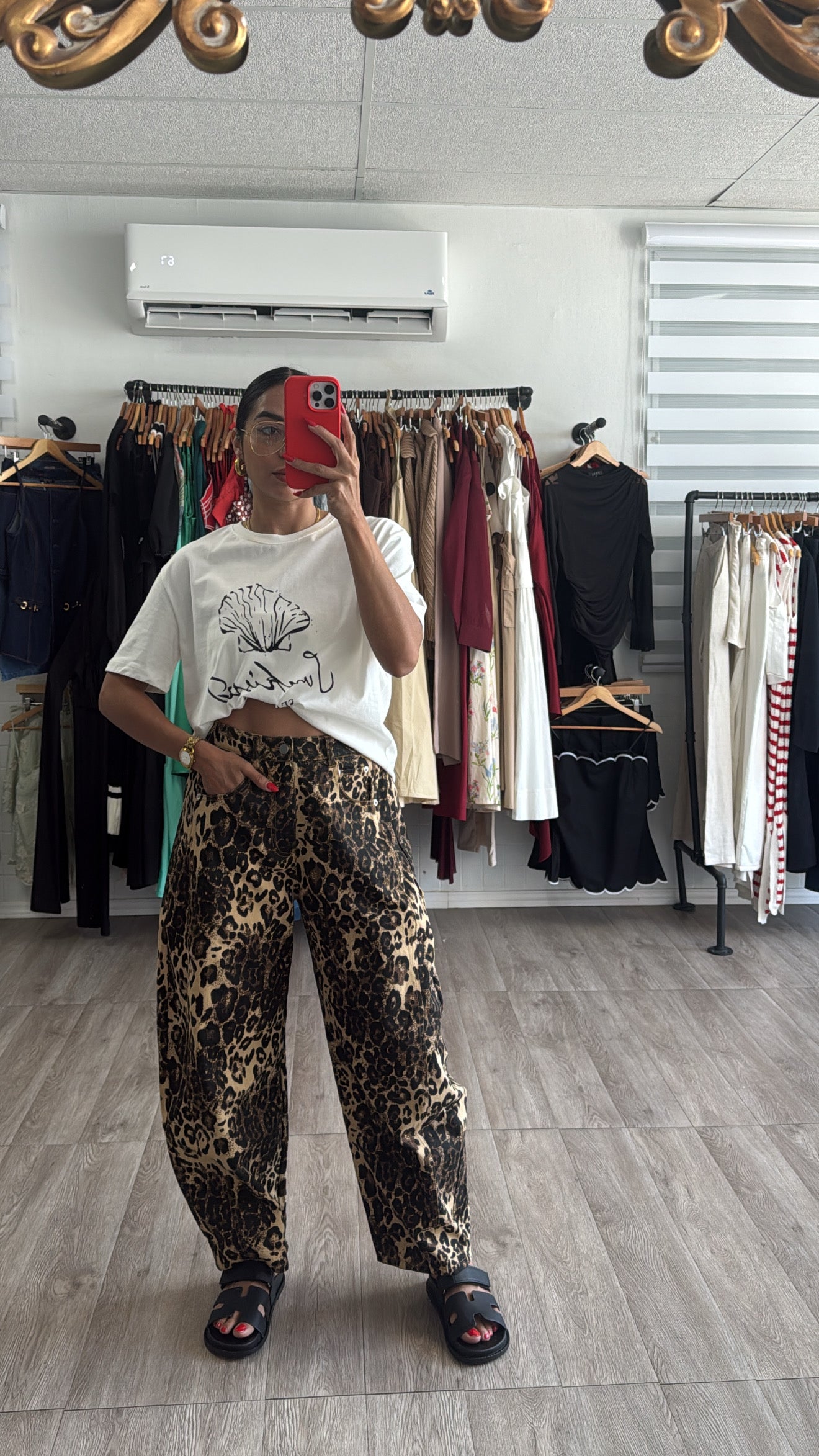 Denim Leopard pants