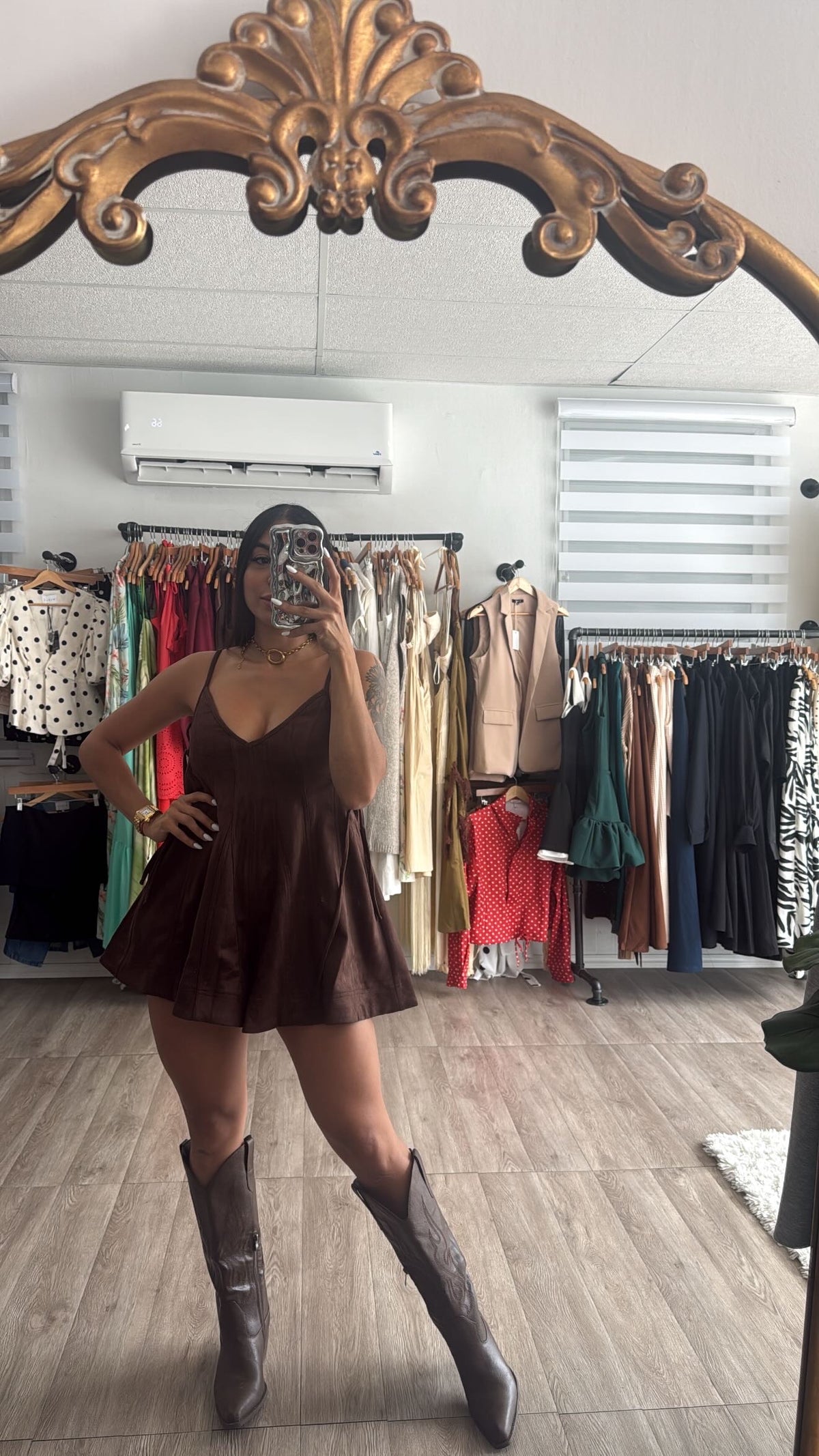Brown Romper in suede