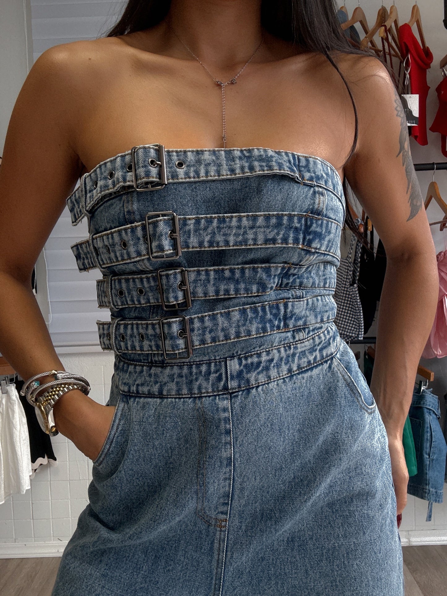 Denim Belt Jumpsuit