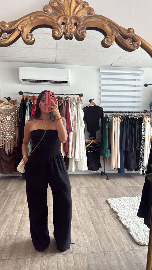 Black smocked Jumpsuit